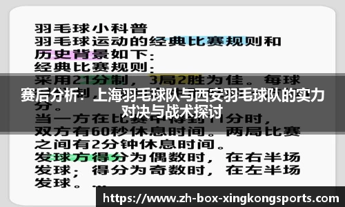 赛后分析：上海羽毛球队与西安羽毛球队的实力对决与战术探讨